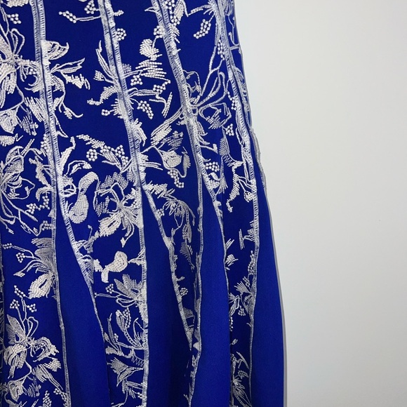 TADASHI SHOJI Blue Floral Embroidered A-Line Dress - Picture 5 of 15